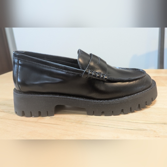 Steve Madden Langston Black Leather Loafers Size 8 - Picture 3 of 5